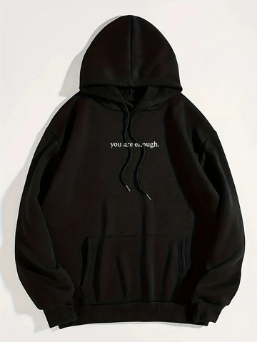 Hoodie with fun letter print and warm kangaroo pocket sweatshirt for spring and autumn fashion women's wear Elite Boutique