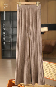 100% merino wool women's knitted trousers, popular, fashionable, warm, bell-bottomed trousers, new autumn and winter 2024 Elite Boutique