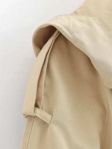 Women's  Jacket  Summer New Model 2025 Khaki Short Hooded Windbreaker  Personalized and Fashionable  Casual and Versatile Elite Boutique