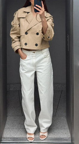 Women's  Jacket  Summer New Model 2025 Khaki Short Hooded Windbreaker  Personalized and Fashionable  Casual and Versatile Elite Boutique