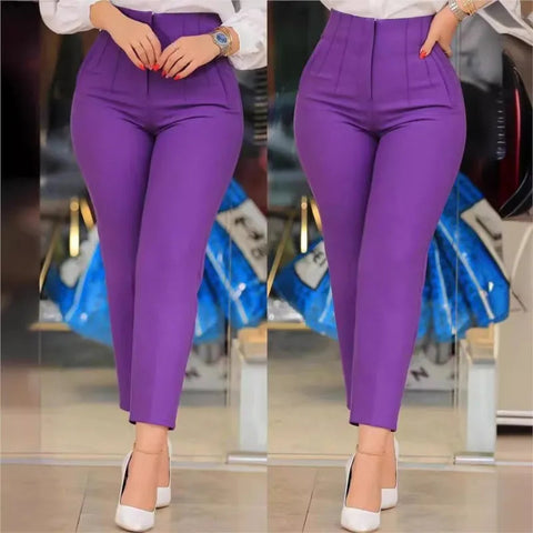 Women's Trousers Women's Pencil Pants Elegant Office Solid Color Trousers Autumn And Winter High Waist Women's Pants Elite Boutique