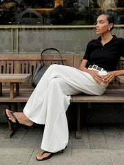 Pure White Trousers Women 2024 Autumn and Winter New High Waist Wide Leg Trousers Commuting All-match Casual Trousers Elite Boutique