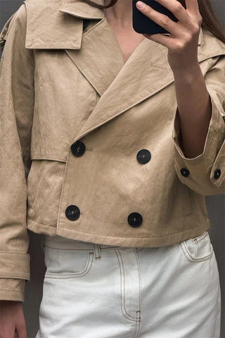 Women's  Jacket  Summer New Model 2025 Khaki Short Hooded Windbreaker  Personalized and Fashionable  Casual and Versatile Elite Boutique