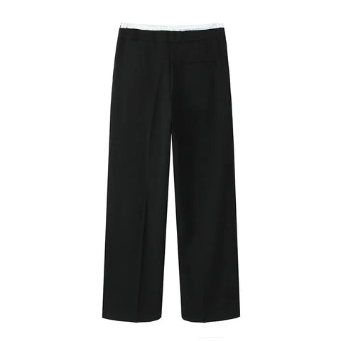 TRAF Pants Women 2024 Trousers Casual Wide Pants Woman office wear Wide leg Pants Women Autumn Baggy Black High Waist Trousers Elite Boutique
