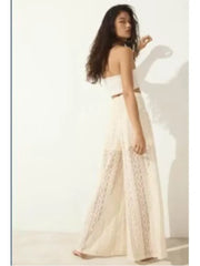 TRAF Women Lace Trousers Embroidery Hollow Out Simple Women's Pants Elastic Waist Loose Pants Female Wide Leg Pants Elite Boutique
