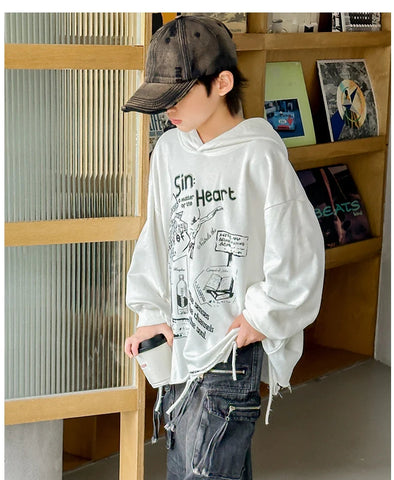 Hoodie Kids Boys 2024 Autumn Teenager Clothes Kids Casual Cotton Hooded Sweatshirt Tops Costume 5 6 7 8 9 10 11 12 13 14 Years Elite Boutique