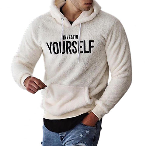 Hoodie Letters Embroidery Warm Pullover Men Long Sleeve Pockets Hooded Sweatshirt Fleece Casual Sweatshirts For Spring/Autumn Elite Boutique
