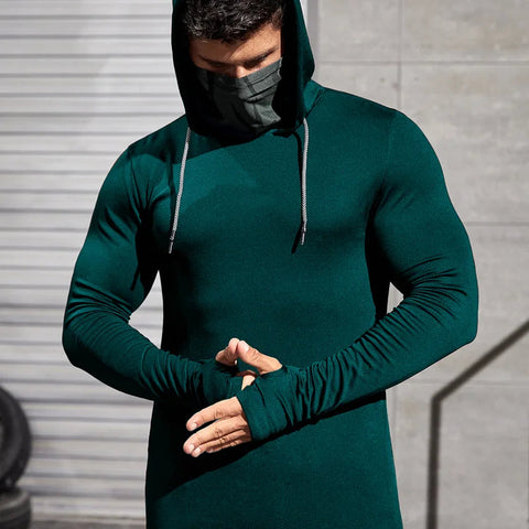 Men Long-sleeved T-shirt Sun Protection Hooded Shirt Casual Sports Breathable Hiking Go Fishing Shirts UV-Proof Solid Color TOPS Elite Boutique