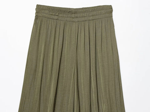 TRAF Pants for Women Fashion Spring Autumn New Solid Color Folded Chic Female Elastic High Waist Wide Leg Trousers Mujer Elite Boutique
