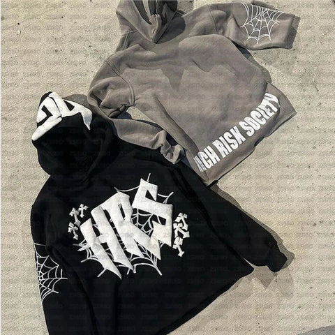 Hoodie Cobweb Print goth Punk Sweatshirt Men's hoodies Sport Coat Pullover Gothic Long Sleeve Oversized Hoodie Y2K jacket Emo Elite Boutique