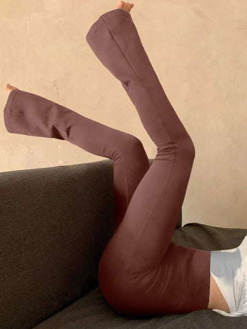 Women's Fashion Trousers Solid Colour High-waisted Flared Pants Slim and Skinny Women's Dragging Trousers Versatile Female Pants Elite Boutique