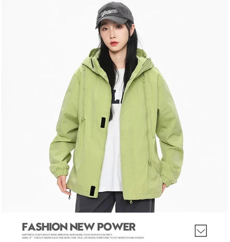 Streetwear Jackets for Women Autumn Waterproof Hooded Jacket Outdoor Casual Outerwear Unisex Tactical Coat Windproof Windbreaker Elite Boutique