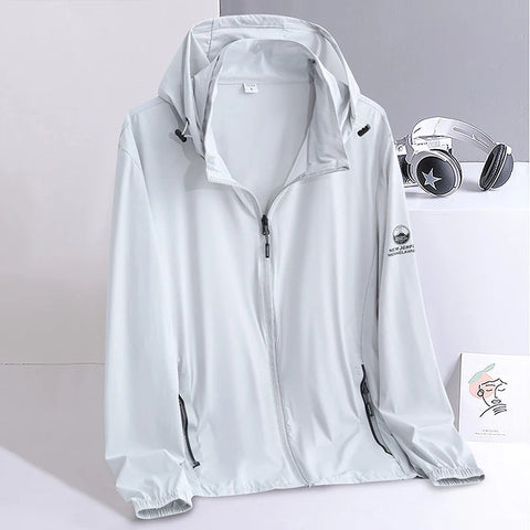 Upf 50 Hoodies Long Sleeve Men Outdoor Lightweight Zip Up Jacket Fishing Hiking Sun Protection Compressed Coat Zipper Pockets Elite Boutique