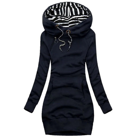 Hoodie Dress Casual Solid Colour Long Sleeve Drawstring Hoodie Dress Slim Hooded Pullover Sweatshirt Dress Elite Boutique