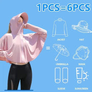 UPF 50+ Women Sunscreen Hoodie Solid Color Thin Ice Silk Summer UV Protection Long-sleeved Jacket Breathable Shirt Clothing Elite Boutique