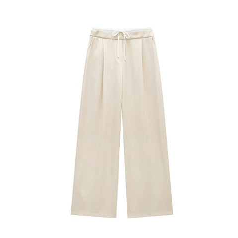 TRAF Pants Women 2024 Trousers Casual Wide Pants Woman office wear Wide leg Pants Women Autumn Baggy Black High Waist Trousers Elite Boutique