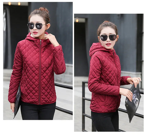 Women's Hooded Jacket Casual Basic Warm Velvet Lamb Parka Coat Autumn Winter New Solid Light Soft  Outerwear fashion style Elite Boutique