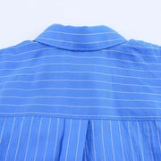 TRAFZA Women Striped Trouser Suit Turn-down Collar Long Sleeve Single-breasted Slim Shirt+High Waist Drawstring Loose Long Pants Elite Boutique
