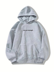 Hoodie with fun letter print and warm kangaroo pocket sweatshirt for spring and autumn fashion women's wear Elite Boutique