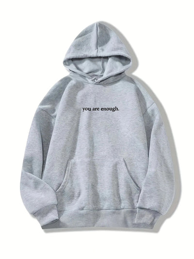Hoodie with fun letter print and warm kangaroo pocket sweatshirt for spring and autumn fashion women's wear Elite Boutique