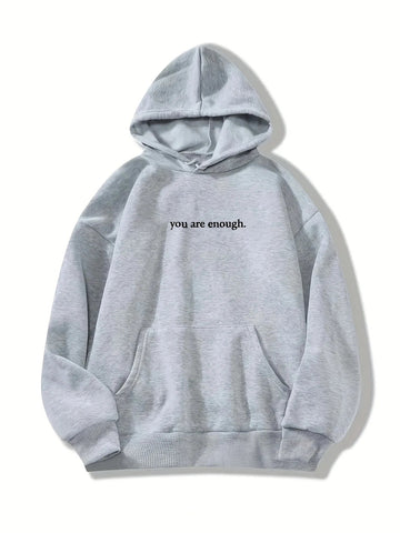 Hoodie with fun letter print and warm kangaroo pocket sweatshirt for spring and autumn fashion women's wear Elite Boutique