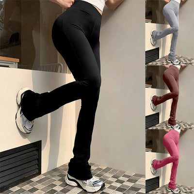 Women's Fashion Trousers Solid Colour High-waisted Flared Pants Slim and Skinny Women's Dragging Trousers Versatile Female Pants Elite Boutique