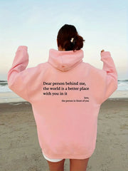 Hoodie with fun letter print and warm kangaroo pocket sweatshirt for spring and autumn fashion women's wear Elite Boutique