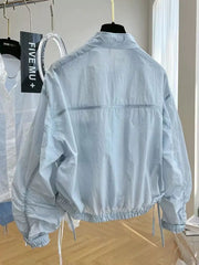 Women's Jacket Top Spring Autumn Thin Sun Protection Loose Baseball Coat Stand Collar Design Trench Coat Top New Windbreaker Elite Boutique