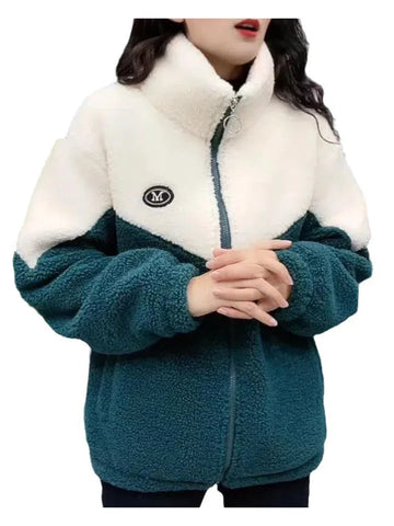 Women Jacket Colored Thickened Lamb Fleece Long Sleeve Mid Length Overcoat Warm Topcoat Quilted Top Autumn Winter Overgarmen Elite Boutique