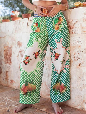 Women's New Fashion Printed Pants Comfortable Loose Trouser Casual Wide Leg Pants Female Elastic Waist Trouser Streetwear Elite Boutique