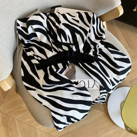 Women's Trousers 2025 New Summer Thin Zebra Print Wide Leg Pants Loose Casual Straight Trousers Elite Boutique