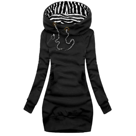 Hoodie Dress Casual Solid Colour Long Sleeve Drawstring Hoodie Dress Slim Hooded Pullover Sweatshirt Dress Elite Boutique