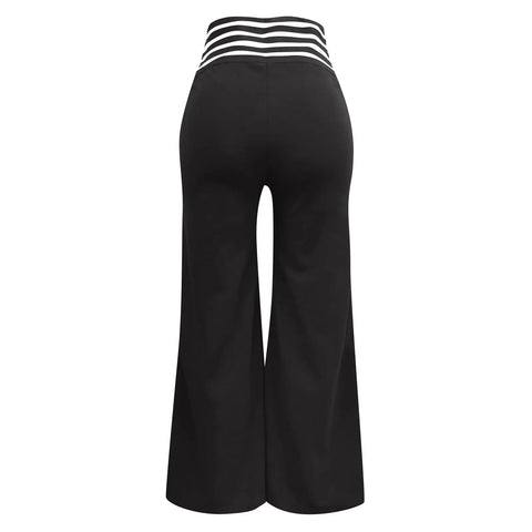 Women Hollow Belt Trousers Fashion Temperament Commuting Flared Trousers Daily Classic Solid Causal High Waist Wide Leg Pants Elite Boutique