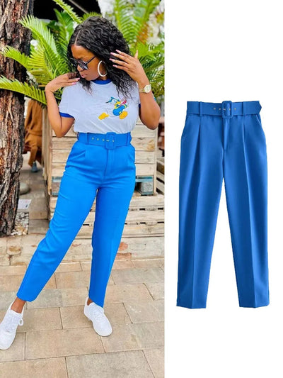 TRAF Women Pants High waist Trousers Office Wear for Women Professional Autumn Cropped Pants Office outfits Women's Formal Pants Elite Boutique