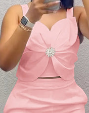 Rhinestone Strap Top + Shorts Set Elite Boutique