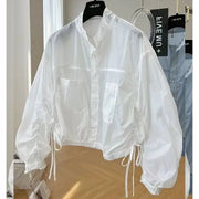Women's Jacket Top Spring Autumn Thin Sun Protection Loose Baseball Coat Stand Collar Design Trench Coat Top New Windbreaker Elite Boutique