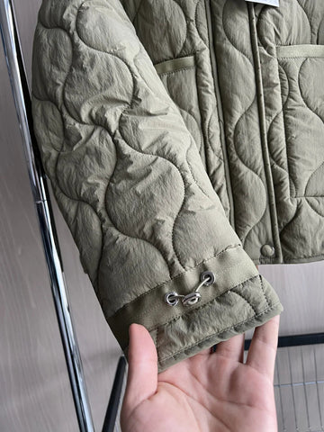 Quilted coat for women ETJ 2024traf QUILTED JACKET WITH TIES new beige drawstring high neck pocket clip cotton jacket for women Elite Boutique