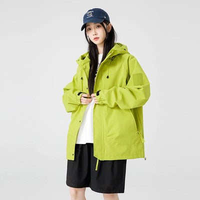 Streetwear Jackets for Women Autumn Waterproof Hooded Jacket Outdoor Casual Outerwear Unisex Tactical Coat Windproof Windbreaker Elite Boutique