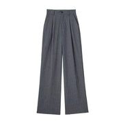 TRAF Women's Formal Pants Office Wear Women Striped Grey Black Pants Woman High Waist Baggy Suit Pants Casual Wide Leg Trousers Elite Boutique