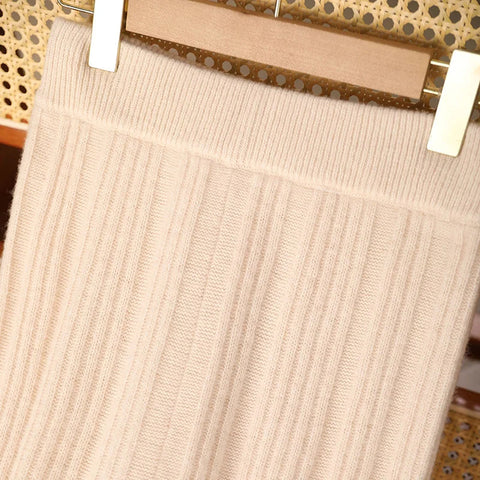 100% merino wool women's knitted trousers, popular, fashionable, warm, bell-bottomed trousers, new autumn and winter 2024 Elite Boutique