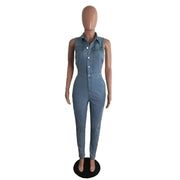 zomight 2023 New  Sexy Slim Sleeveless Light Blue Jeans Jumpsuit Denim Playsuit Women Elegance Woman Ladies Overalls Jump Suits Elite Boutique