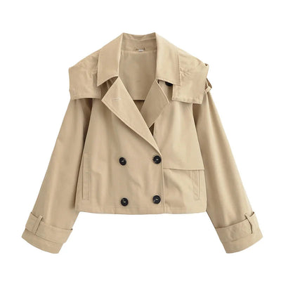 Women's  Jacket  Summer New Model 2025 Khaki Short Hooded Windbreaker  Personalized and Fashionable  Casual and Versatile Elite Boutique