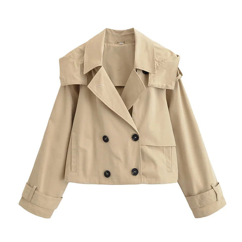 Women's  Jacket  Summer New Model 2025 Khaki Short Hooded Windbreaker  Personalized and Fashionable  Casual and Versatile Elite Boutique