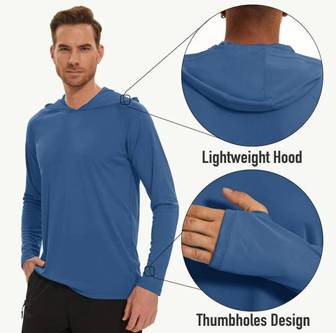 UPF 50+ Sun Protection T-Shirts Mens Long Sleeve Hoodie Casual Quick Dry T shirts Outdoor Hike Sports Run Pullover Tops Elite Boutique