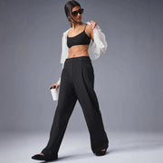 Women Comfortable Fashion Wide Leg Pants Street Trousers Yoga Fitness Street Slacks Suit Pants High-Waisted Straight Trouser Elite Boutique