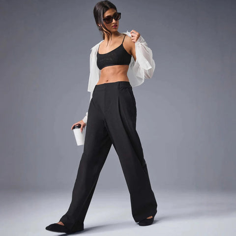 Women Comfortable Fashion Wide Leg Pants Street Trousers Yoga Fitness Street Slacks Suit Pants High-Waisted Straight Trouser Elite Boutique