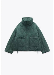 Quilted coat for women ETJ 2024traf QUILTED JACKET WITH TIES new beige drawstring high neck pocket clip cotton jacket for women Elite Boutique