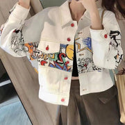 Denim jacket women's autumn and winter new style graffiti work jacket fashion temperament loose Korean college style short coat. Elite Boutique