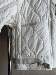 Quilted coat for women ETJ 2024traf QUILTED JACKET WITH TIES new beige drawstring high neck pocket clip cotton jacket for women Elite Boutique