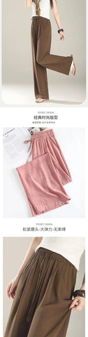 Wide-leg Pants for Women New Summer High-waist Casual Elastic Thin Soft Straight Trousers with a Soft and Supple Feel Elite Boutique